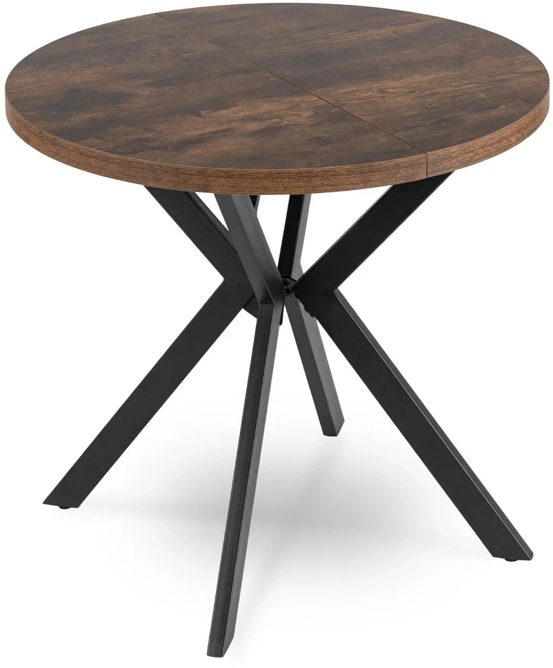 Mebel Elite Išskleidžiamas apvalus stalas DORIAN, Ø 80 cm, iki 160 cm, kaimiško ąžuolo ir juodos spalvos