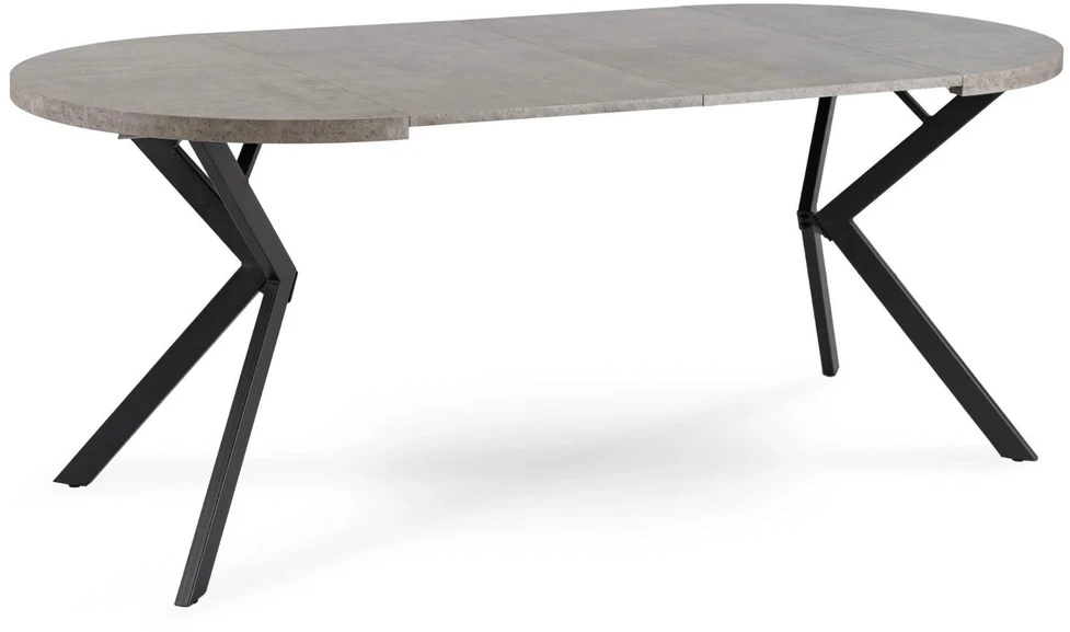 Mebel Elite Išskleidžiamas apvalus stalas, 80–160 cm, betono ir juodos spalvos