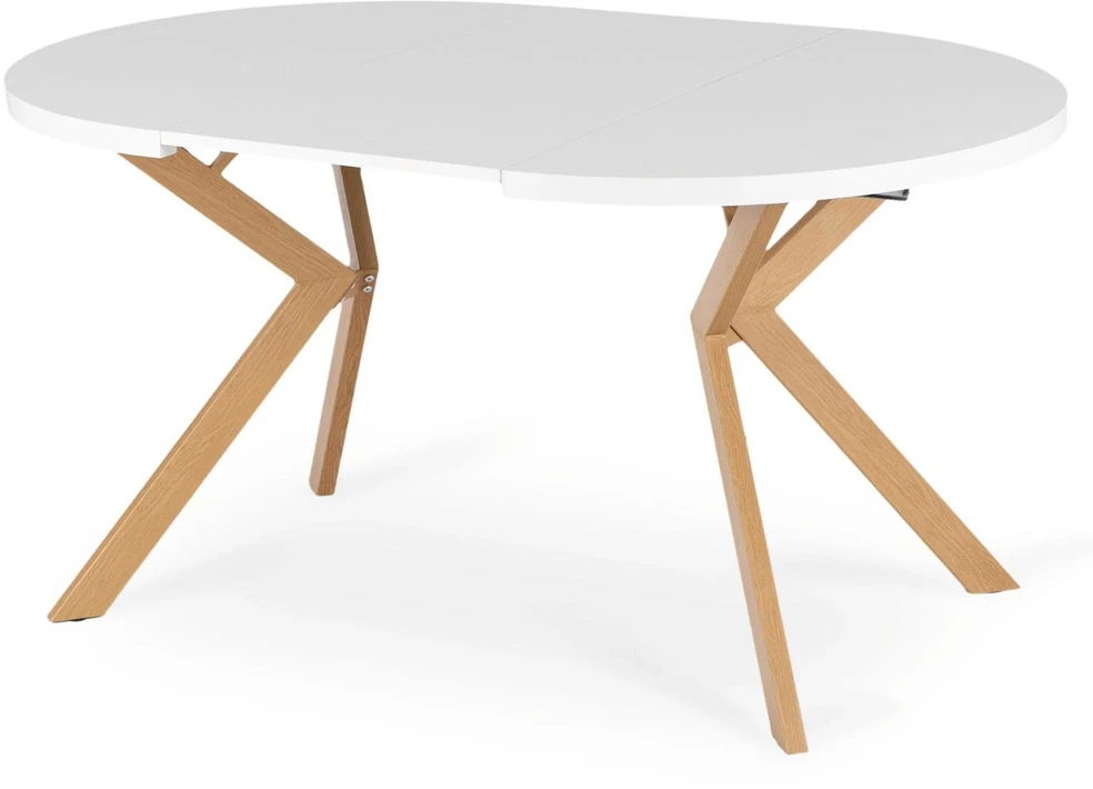 Fotelis Mebel Elite Išskleidžiamas apvalus stalas, 100–250 cm, baltas ir ąžuolo spalvos