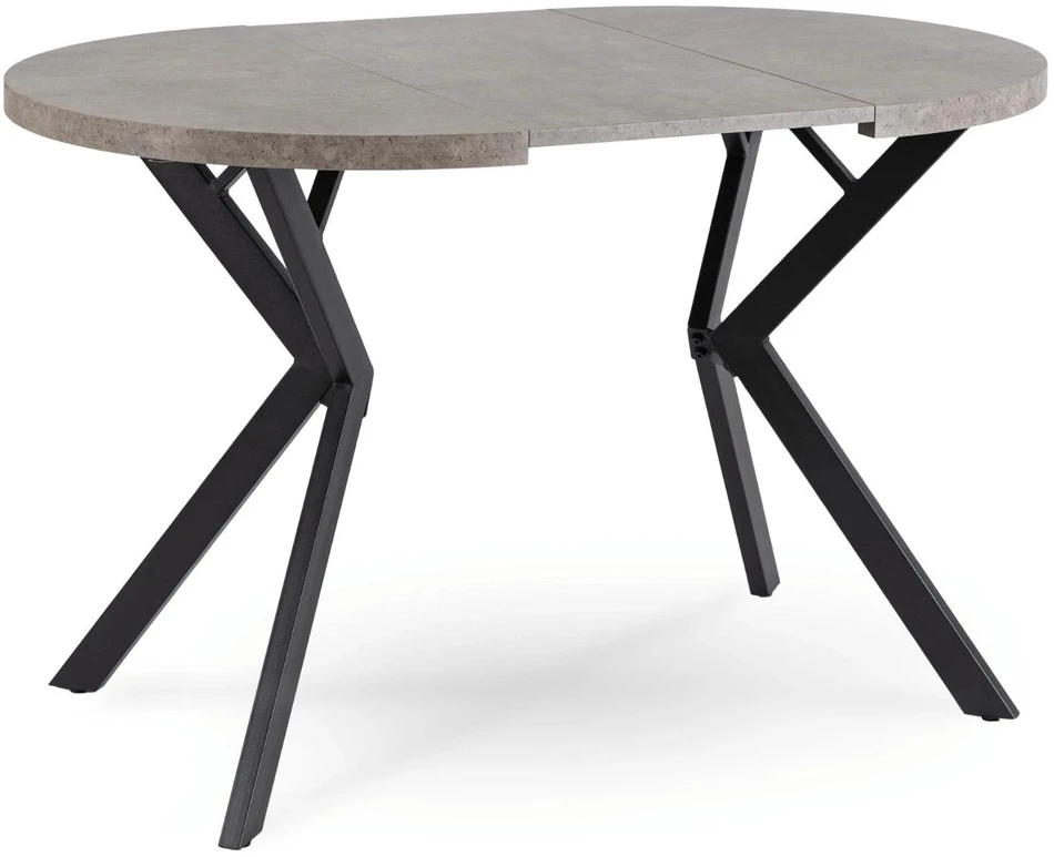 Mebel Elite Išskleidžiamas apvalus stalas, 80–160 cm, betono ir juodos spalvos