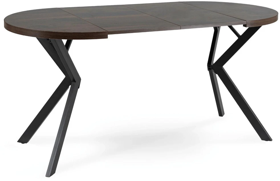 Mebel Elite Išskleidžiamas apvalus stalas, Ø 80 cm, išskleisto ilgis 160 cm, riešuto ir juodos spalvos