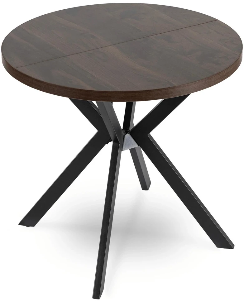 Mebel Elite Išskleidžiamas apvalus stalas, Ø 80 cm, išskleisto ilgis 160 cm, riešuto ir juodos spalvos