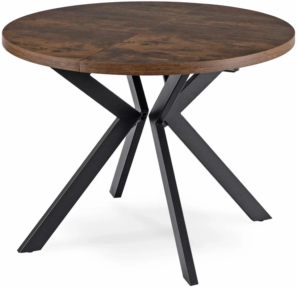 Mebel Elite Išskleidžiamas apvalus stalas, Ø 100 cm, išskleidus 250 cm, rustikinio ąžuolo ir juodas