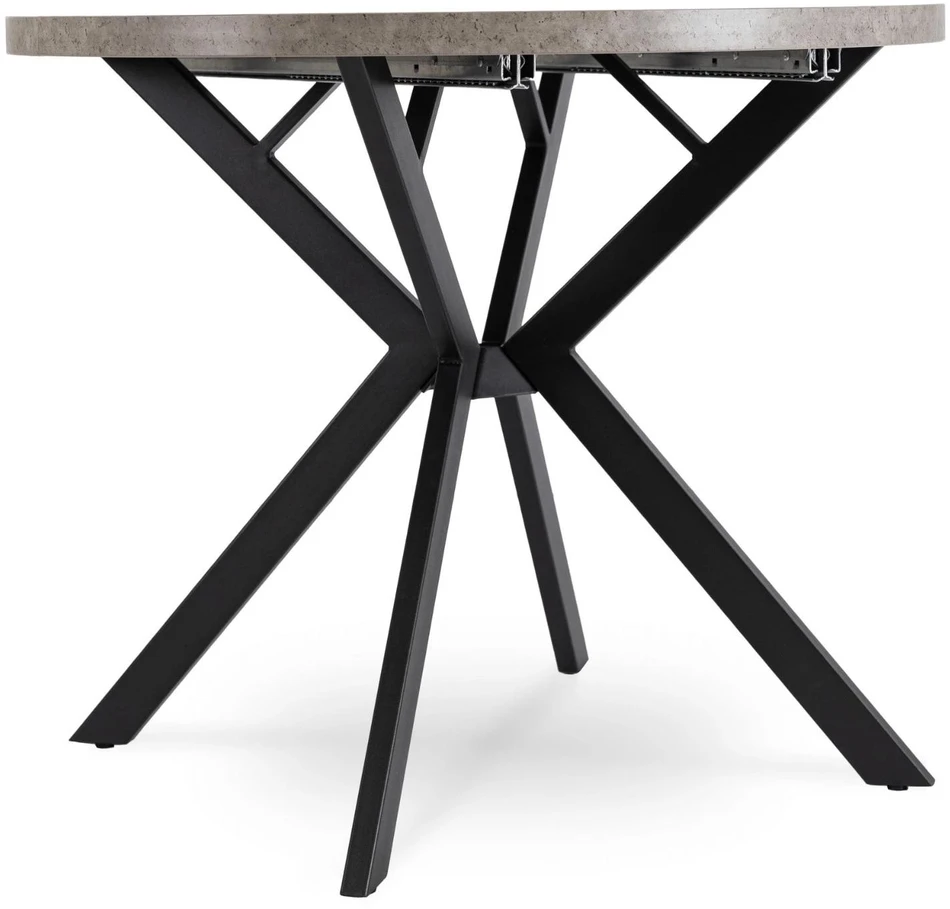 Mebel Elite Išskleidžiamas apvalus stalas, 80–160 cm, betono ir juodos spalvos