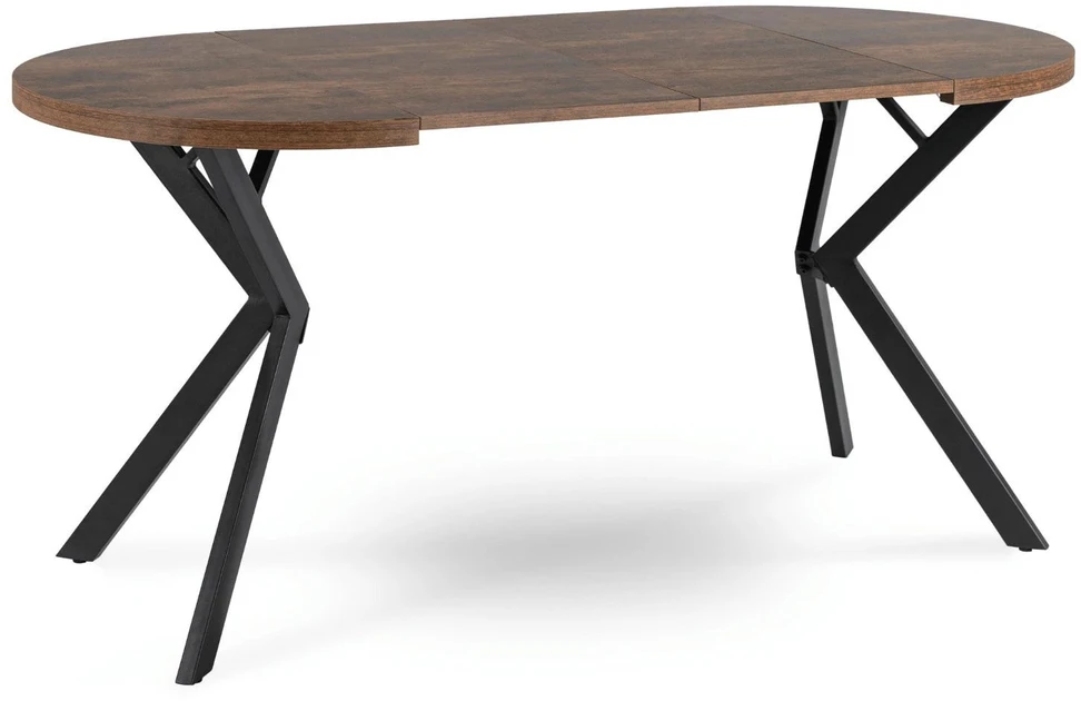 Mebel Elite Išskleidžiamas apvalus stalas DORIAN, Ø 80 cm, iki 160 cm, kaimiško ąžuolo ir juodos spalvos