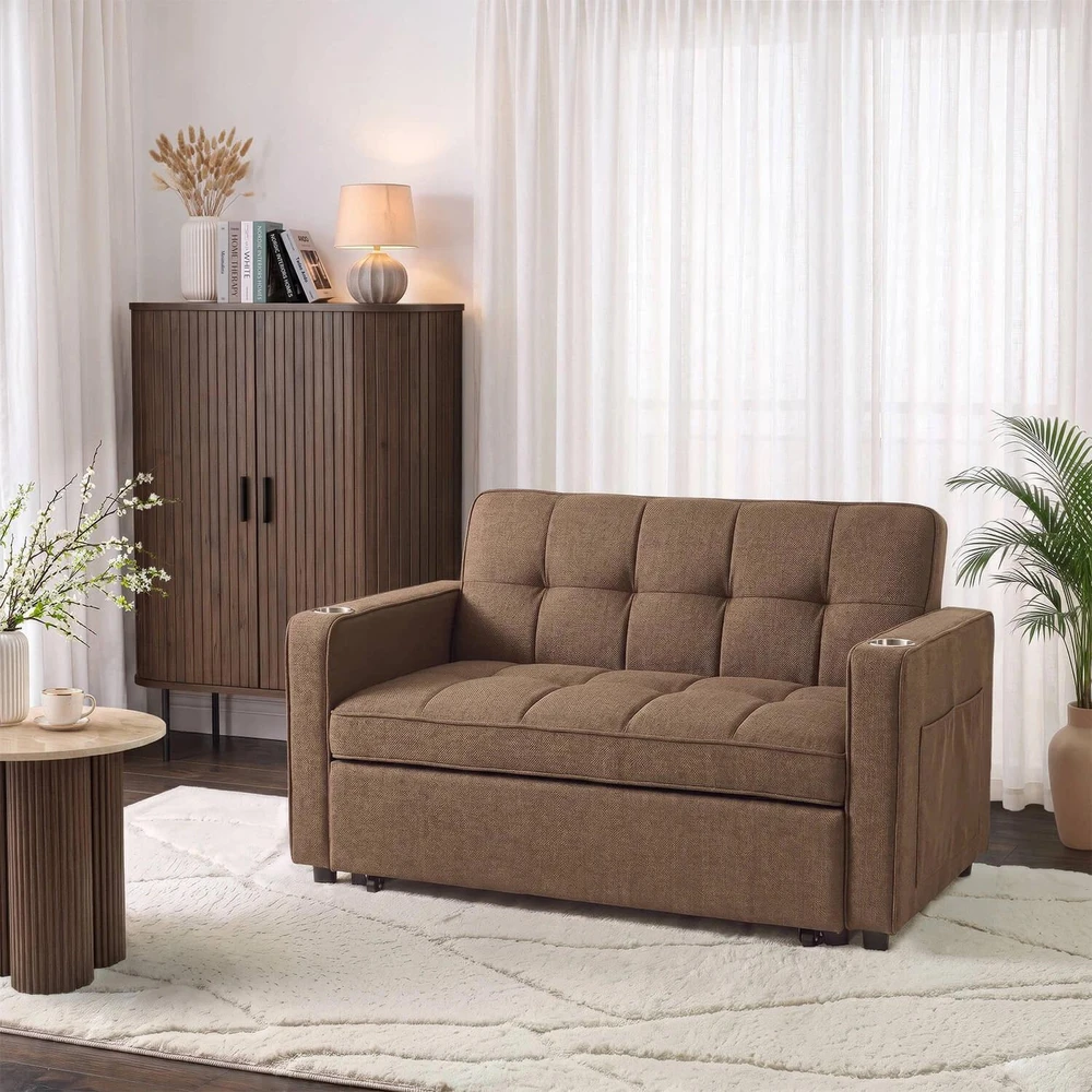 Mebel Elite Išskleidžiamas fotelis ASTER su miego funkcija, rudas