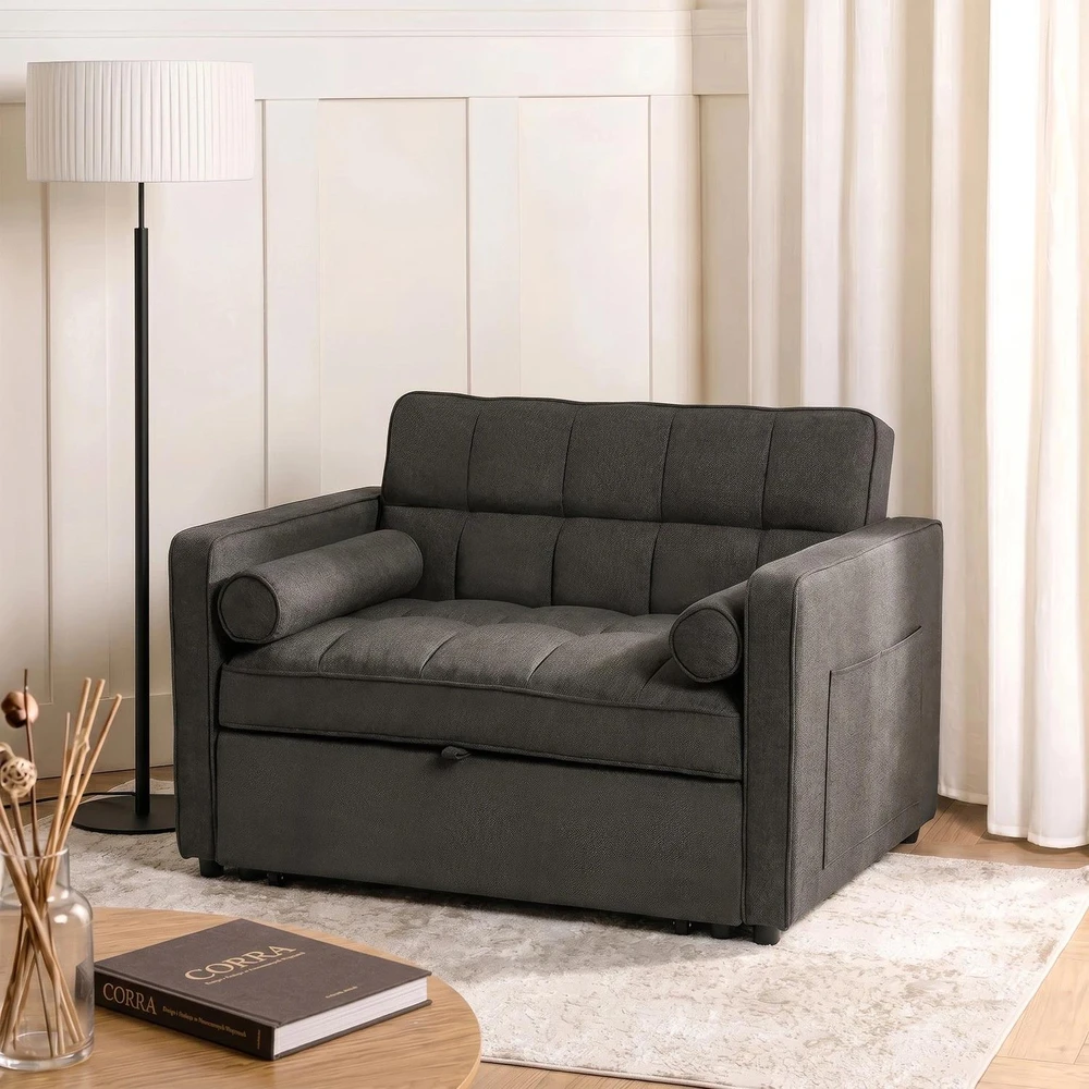 Mebel Elite Išskleidžiamas fotelis-lova CORRA, juodas