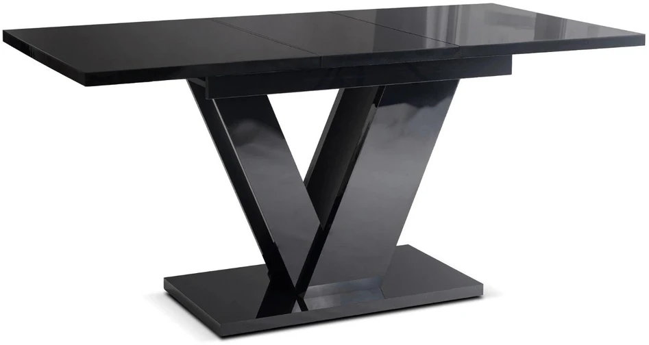 Mebel Elite Išskleidžiamas stalas, 120–160 cm, juodas blizgus