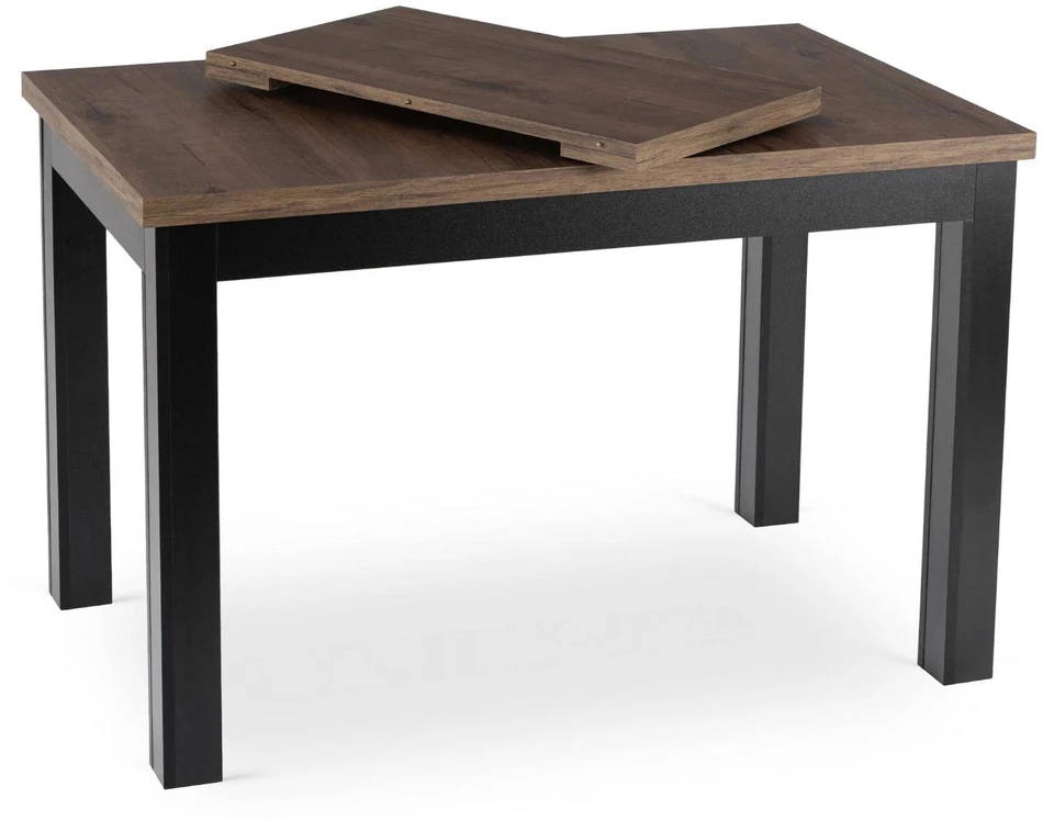 Mebel Elite Išskleidžiamas stalas, 120–160 cm, riešuto ir juodos spalvos