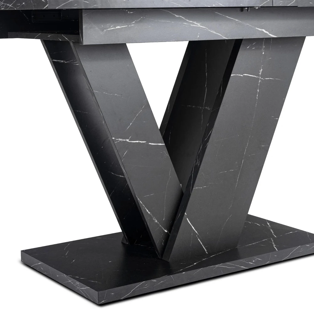 Mebel Elite Išskleidžiamas stalas, 120–160 cm, juodo marmuro spalvos