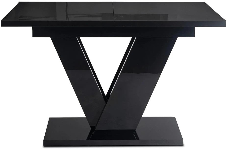 Mebel Elite Išskleidžiamas stalas, 120–160 cm, juodas blizgus