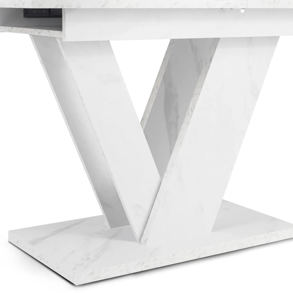 Mebel Elite Išskleidžiamas stalas, 120–160 cm, balto marmuro spalvos