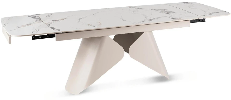 Mebel Elite Išskleidžiamas stalas, 160–240 cm, balto marmuro ir kašmyro spalvos