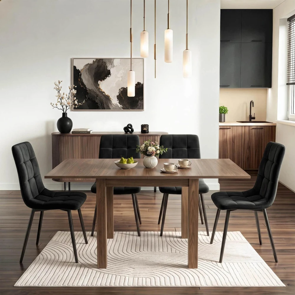 Mebel Elite Išskleidžiamas stalas, 80–160 cm, „Nicea“ riešuto spalvos