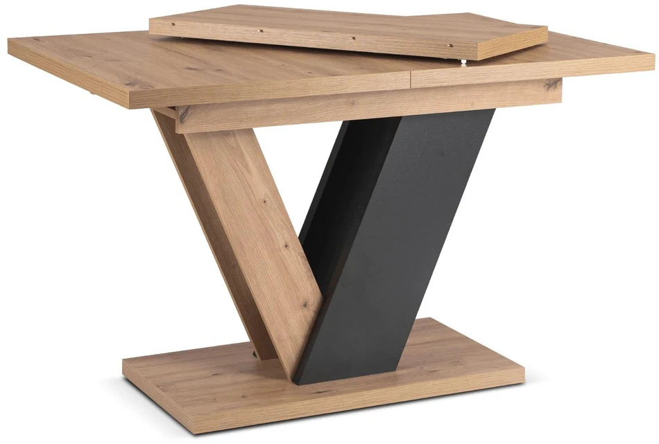 Mebel Elite Išskleidžiamas stalas CLARK, 120–160 cm, Artisan ąžuolo ir juodos spalvos