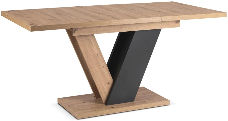 Mebel Elite Išskleidžiamas stalas CLARK, 120–160 cm, Artisan ąžuolo ir juodos spalvos
