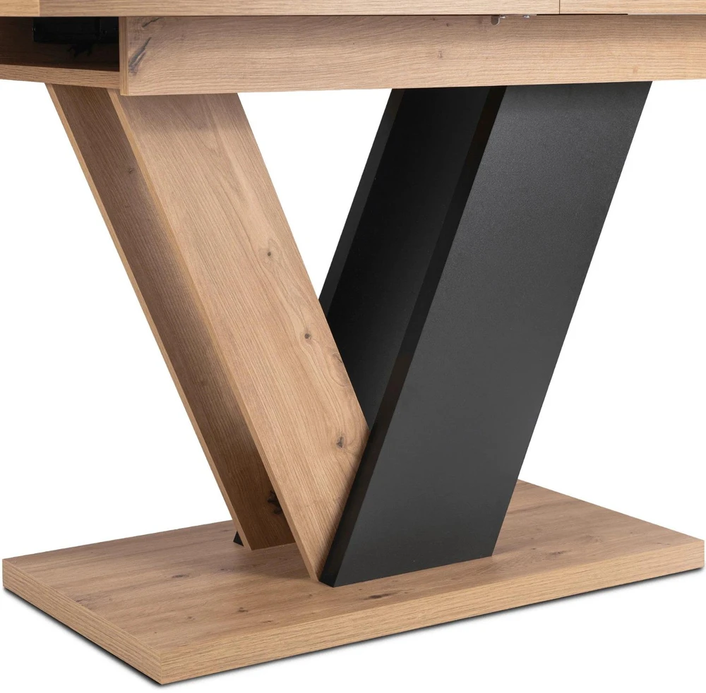 Mebel Elite Išskleidžiamas stalas CLARK, 120–160 cm, Artisan ąžuolo ir juodos spalvos