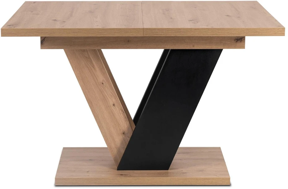 Mebel Elite Išskleidžiamas stalas CLARK, 120–160 cm, Artisan ąžuolo ir juodos spalvos