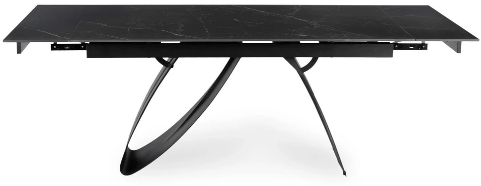 Mebel Elite Išskleidžiamas stalas DEVON, 160–220 cm, juodo marmuro / juodas