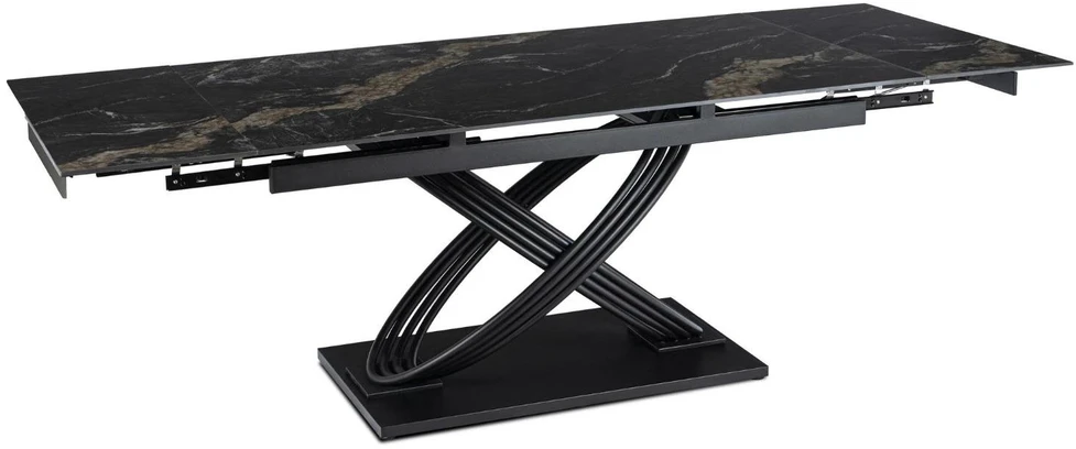 Mebel Elite Išskleidžiamas stalas IBIZA, 160–240 cm, juodas marmuras