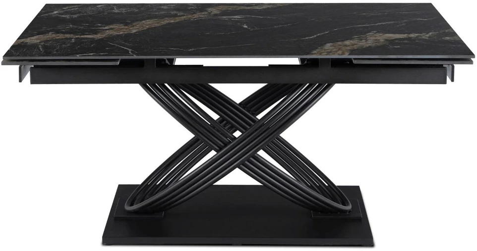 Mebel Elite Išskleidžiamas stalas IBIZA, 160–240 cm, juodas marmuras