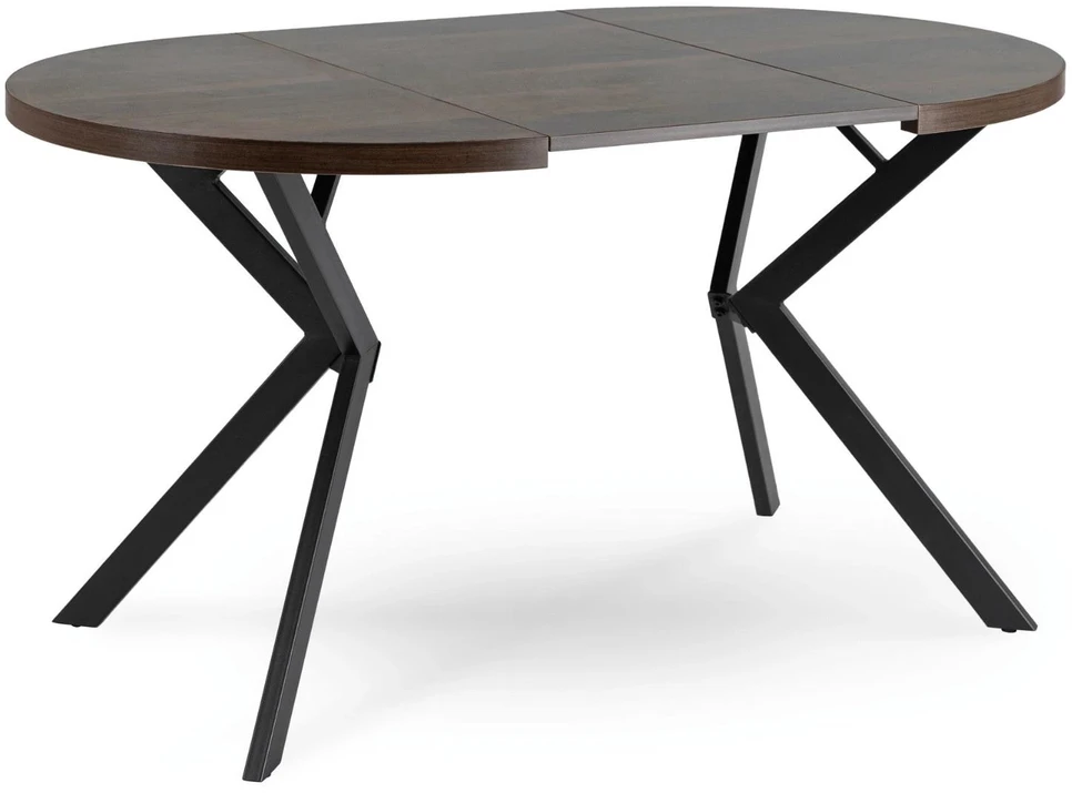 Mebel Elite Išskleidžiamas stalas LUGO, Ø 90 cm, ilgis išskleidus 190 cm, riešuto ir juodos spalvos