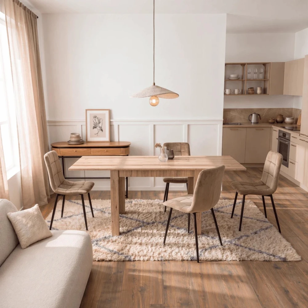Mebel Elite Išskleidžiamas stalas MAX, 80–160 cm, artisan ąžuolo spalvos