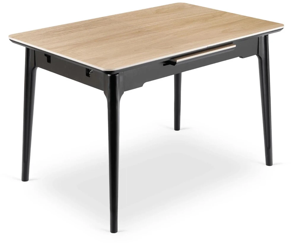 Mebel Elite Išskleidžiamas stalas SAMER, 120–160 × 80 cm, juodas / aukso ąžuolo