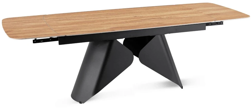 Mebel Elite Išskleidžiamas stalas su keraminiu stalviršiu, 160–240 cm, aukso ąžuolo / juodas