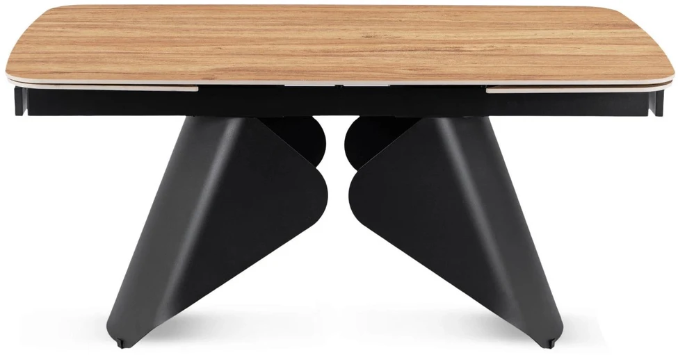 Mebel Elite Išskleidžiamas stalas su keraminiu stalviršiu, 160–240 cm, aukso ąžuolo / juodas