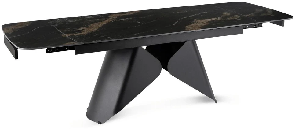Mebel Elite Išskleidžiamas stalas VERONA, 160–240 cm, juodo marmuro / juodas