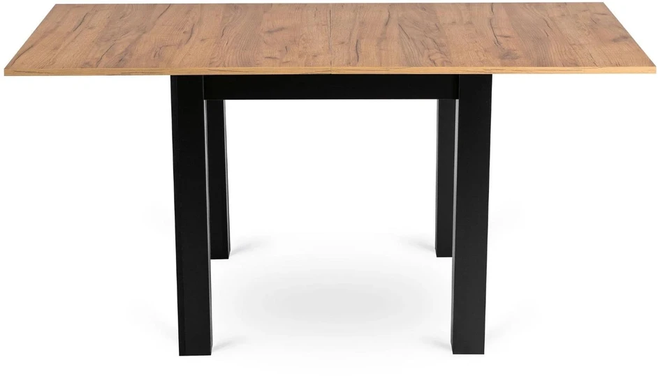 Mebel Elite Išskleidžiamas stalo ir 6 kėdžių komplektas, 80 × 80 cm, ąžuolo „Craft“ ir juodos spalvos