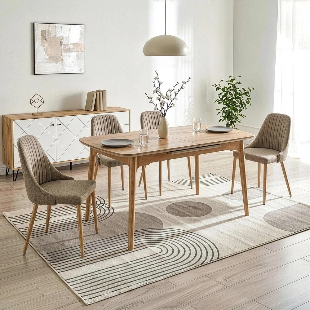Mebel Elite Išskleidžiamas valgomojo stalas SAMER, 138–178 × 80 cm, aukso ąžuolo spalvos