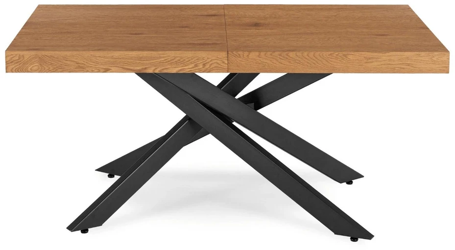 Mebel Elite Išskleidžiamasis stalas HAMPTON, 160–240 × 90 cm, aukso ąžuolo / juodas