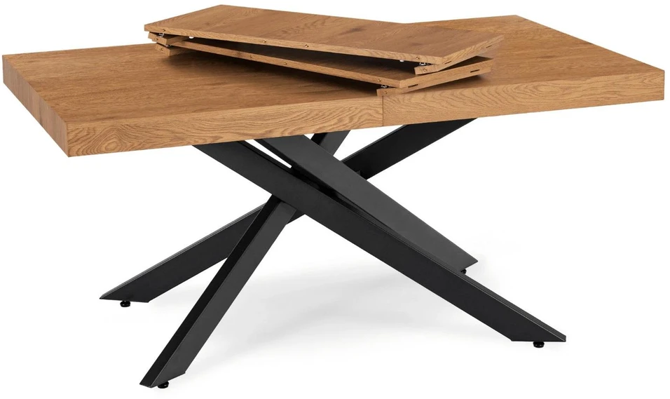 Mebel Elite Išskleidžiamasis stalas HAMPTON, 160–240 × 90 cm, aukso ąžuolo / juodas