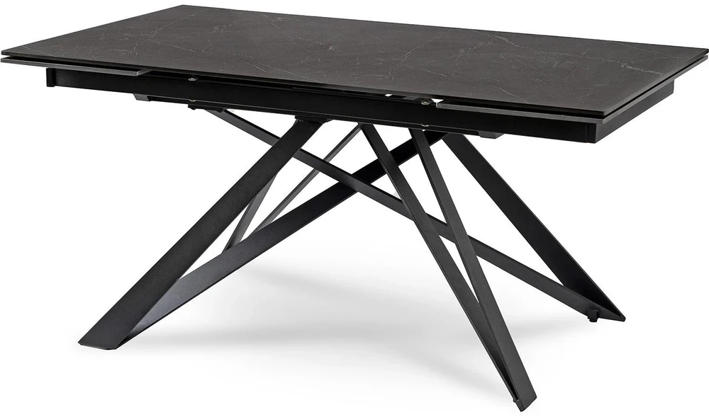 Mebel Elite Išskleidžiamasis stalas keraminiu stalviršiu, 160–240 cm, juodo marmuro spalvos