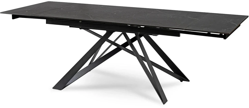 Mebel Elite Išskleidžiamasis stalas keraminiu stalviršiu, 160–240 cm, juodo marmuro spalvos