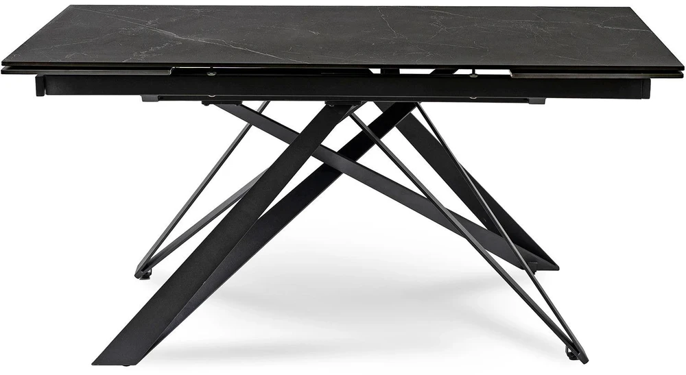 Mebel Elite Išskleidžiamasis stalas keraminiu stalviršiu, 160–240 cm, juodo marmuro spalvos