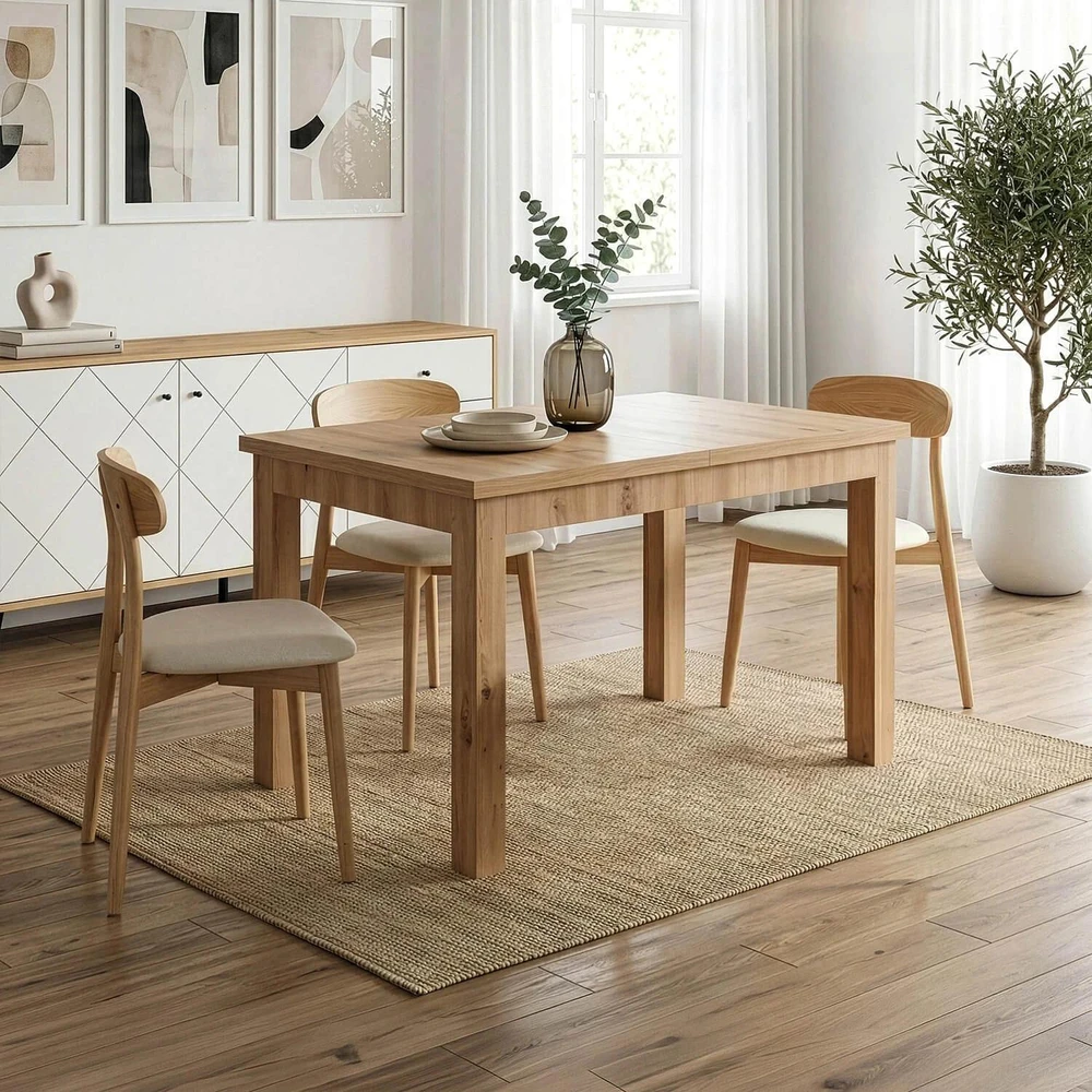 Mebel Elite Išskleidžiamasis stalas SKUBI, 120–160 × 75 cm, artisan ąžuolo