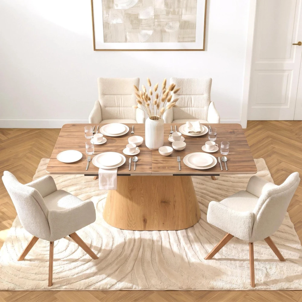 Mebel Elite Išskleidžiamasis stalas su keraminiu stalviršiu, 160–200 × 90 cm