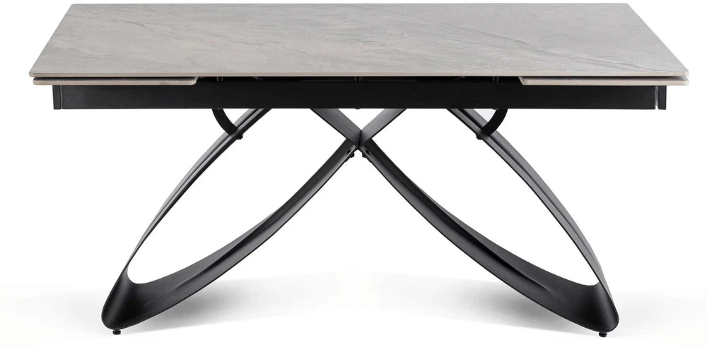 Mebel Elite Išskleidžiamasis stalas su keraminiu stalviršiu, 160–240 cm, pilko marmuro ir juodos spalvos