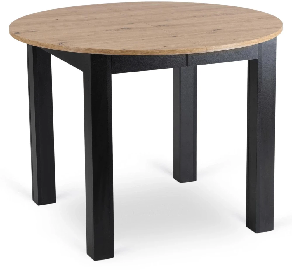 Mebel Elite Išskleidžiamo stalo ir 6 kėdžių komplektas HARRY, 102–142 cm, „artisan“ ąžuolo ir juodos spalvos