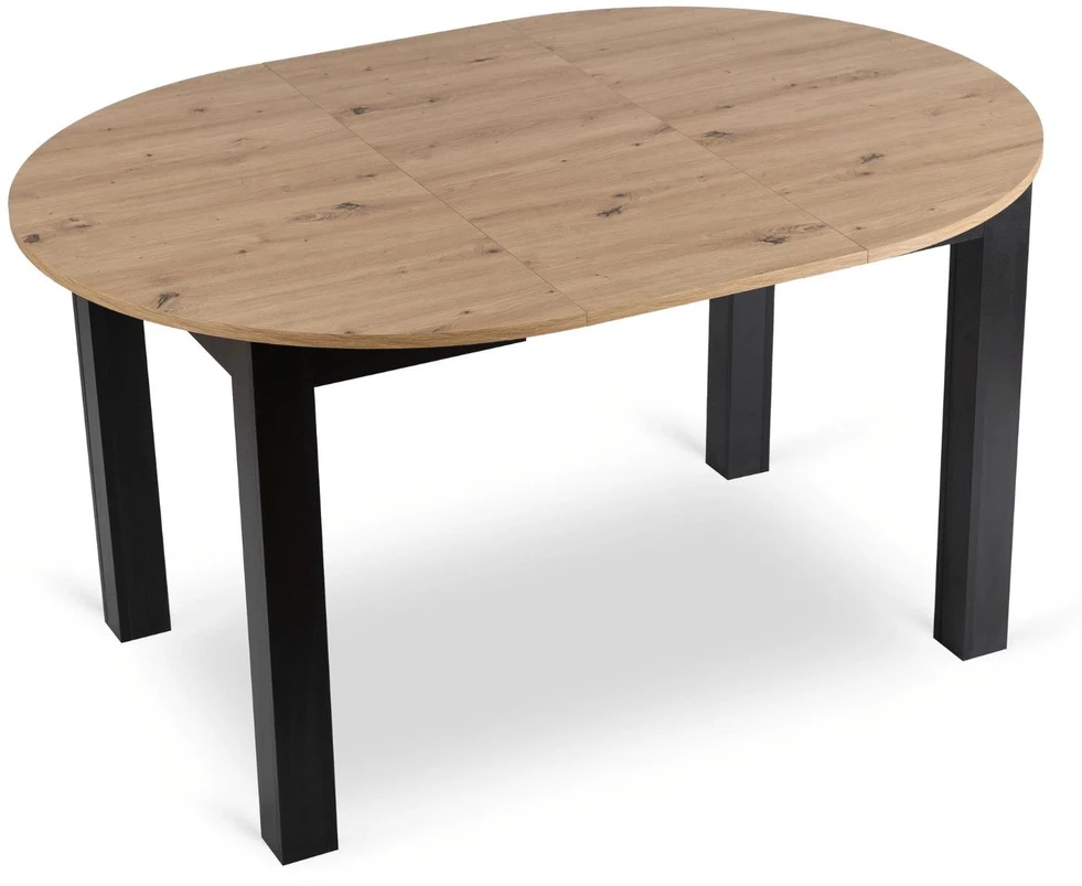 Mebel Elite Išskleidžiamo stalo ir 6 kėdžių komplektas HARRY, 102–142 cm, „artisan“ ąžuolo ir juodos spalvos