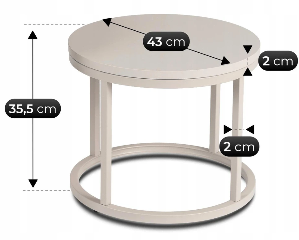 Mebel Elite Kavos staliukų komplektas NELLY, Ø 53 ir 43 cm, kašmyro spalvos