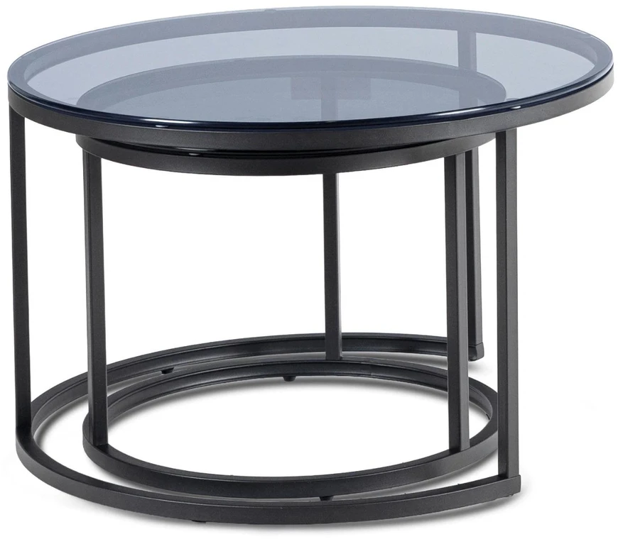 Mebel Elite Kavos staliukų rinkinys CARRERA MAX, 60 ir 70 cm, pilkas ir juodas