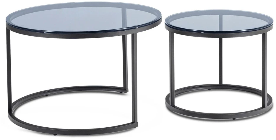 Mebel Elite Kavos staliukų rinkinys CARRERA MAX, 60 ir 70 cm, pilkas ir juodas