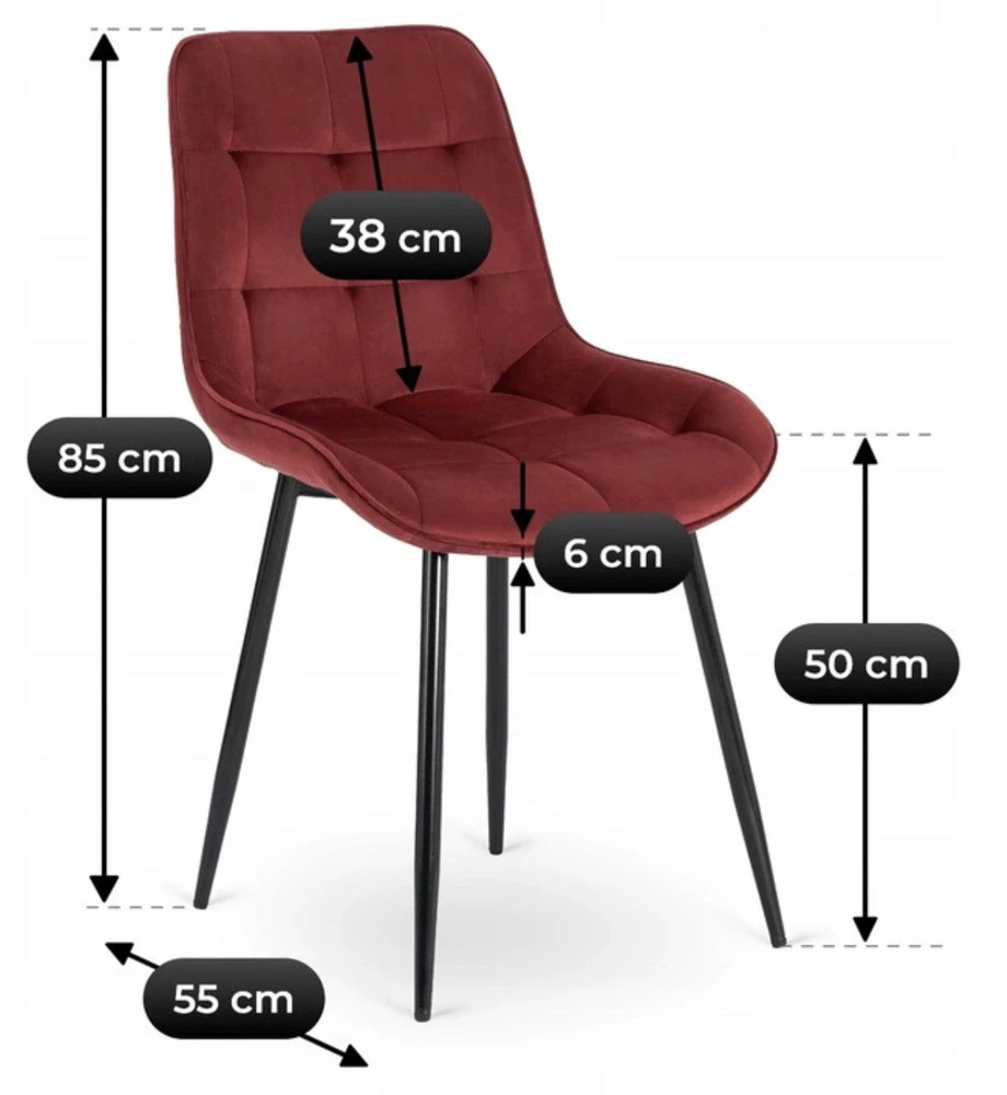 Mebel Elite Kėdė CHRIS, veliūrinė, bordo spalvos