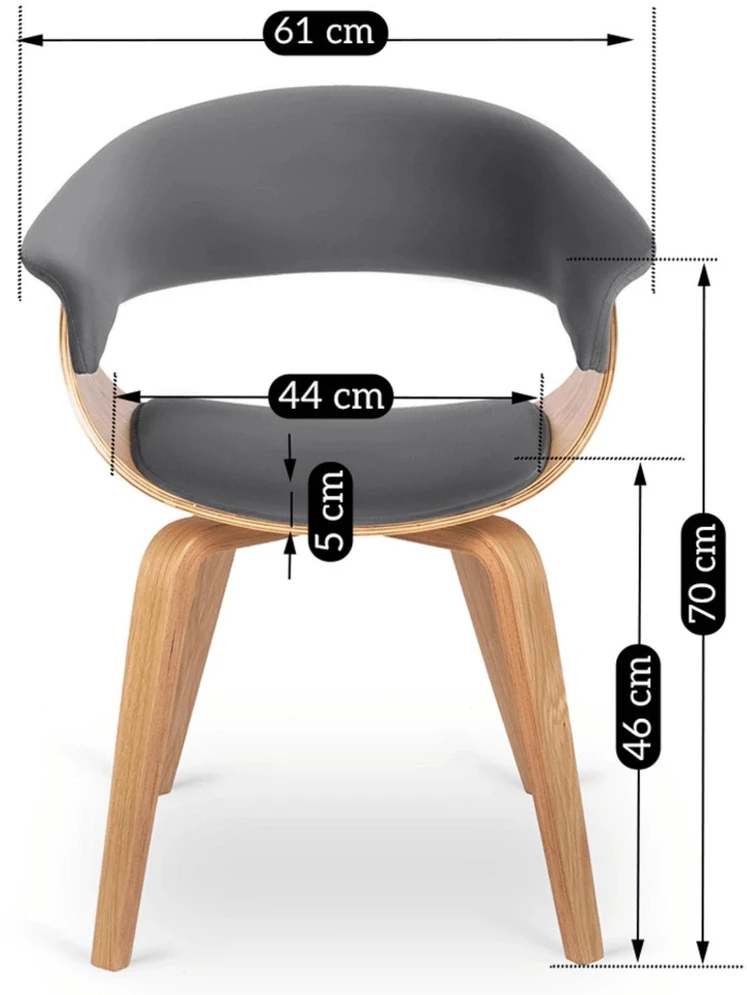 Fotelis Mebel Elite Kėdė GARY, pilka aksominė, su porankiais, aukso ąžuolo spalvos