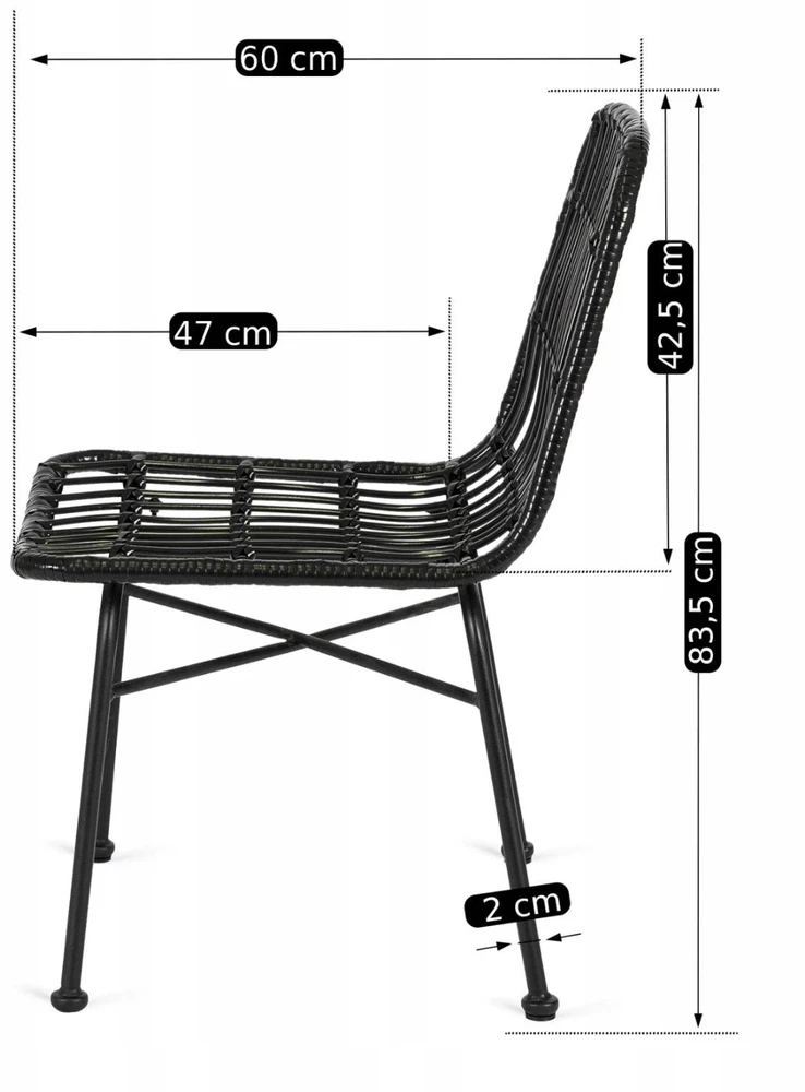 Mebel Elite Kėdė iš sintetinio ratano, 49 × 57 × 89 cm, juoda