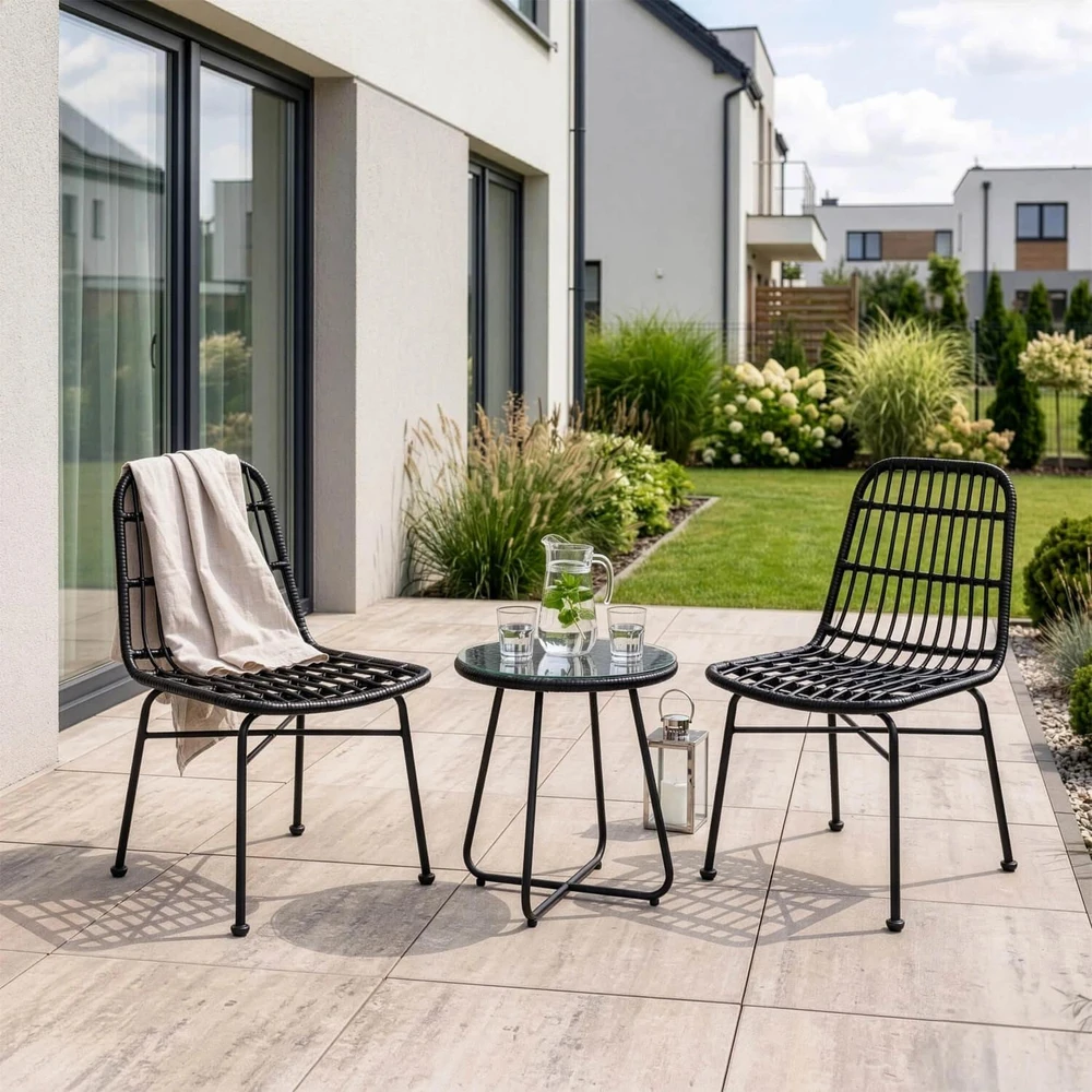 Mebel Elite Kėdė iš sintetinio ratano, 49 × 57 × 89 cm, juoda